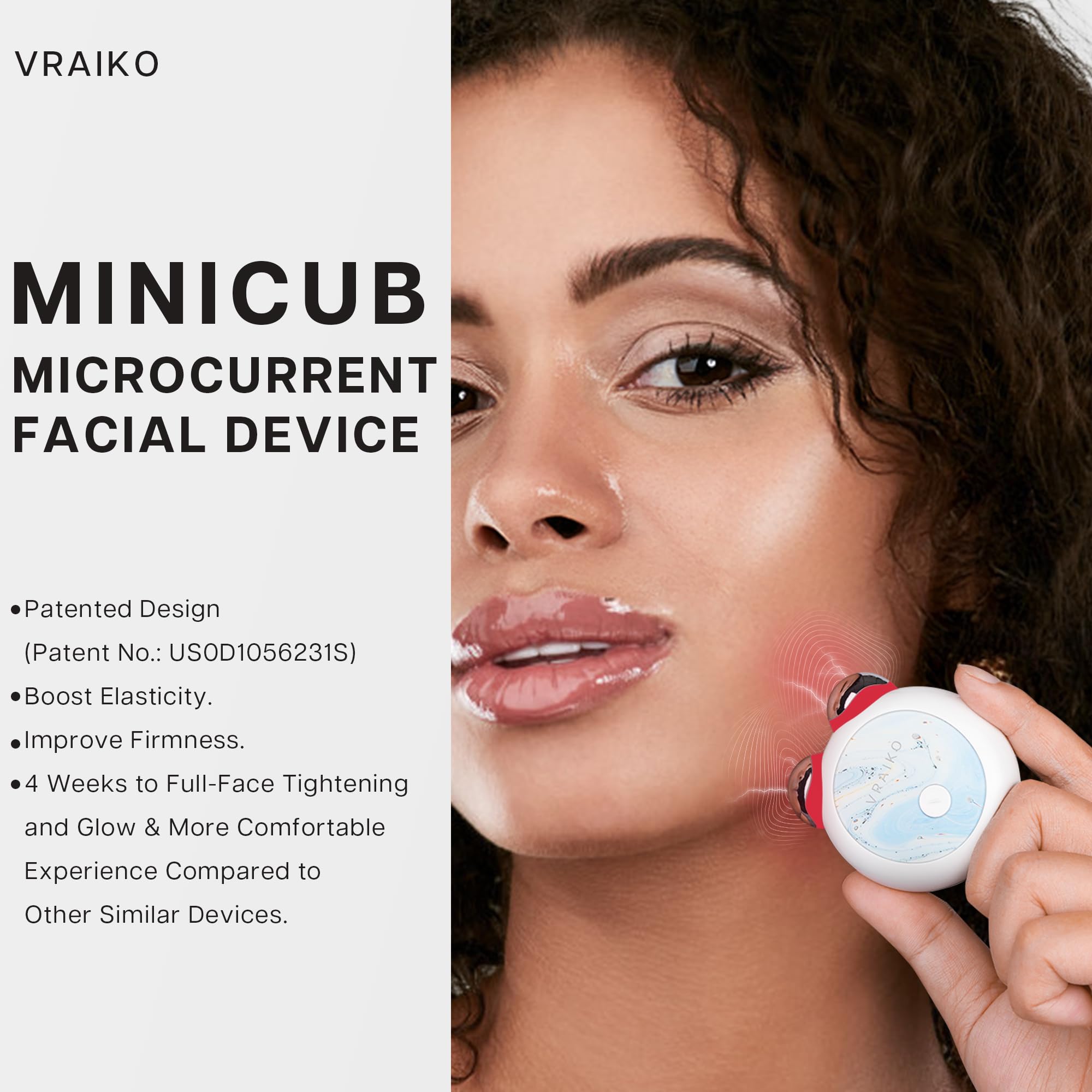 VRAIKO MiniCub Dispositivo Facial de Microcorriente, Escultor de Mandíbula y Tonificador Facial para Lifting, Contorno y Reducción de Papada