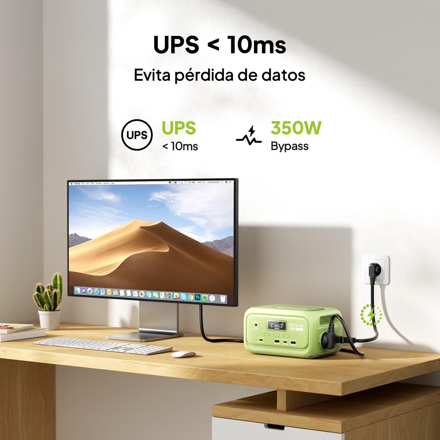 BLUETTI Elite 10 Mini Estación de Energía Portátil, Batería LiFePO₄ de 128Wh con Salida CA de 200W, Respaldo UPS de 10 ms, Generador Solar de Carga Rápida para Camping, Viajes y Emergencias （Verde）