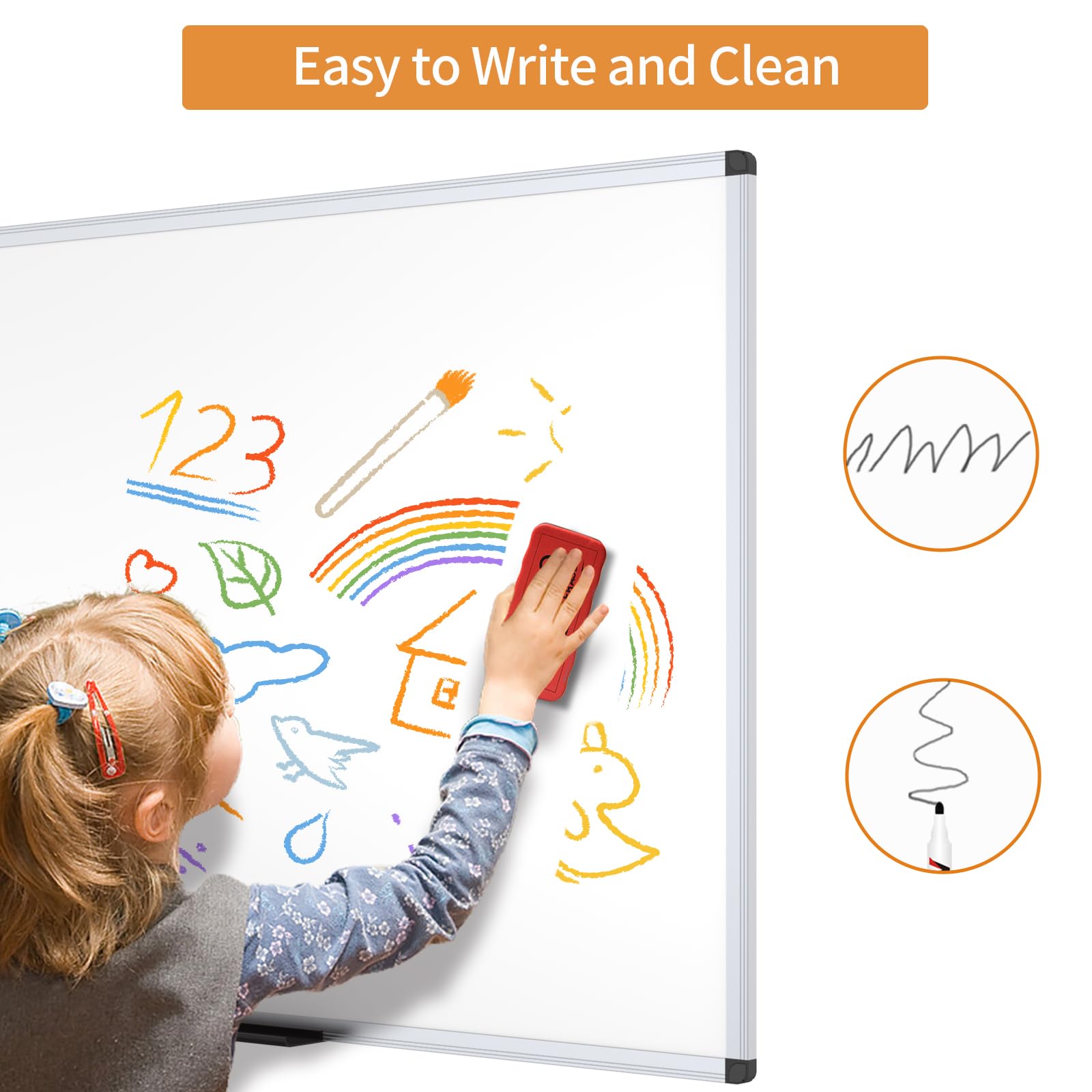 Magnetisches Whiteboard 120x90 cm – mit Aluminiumrahmen und Stiftablage, trocken abwischbar, magnetisch, für Büro, Zuhause und Schule