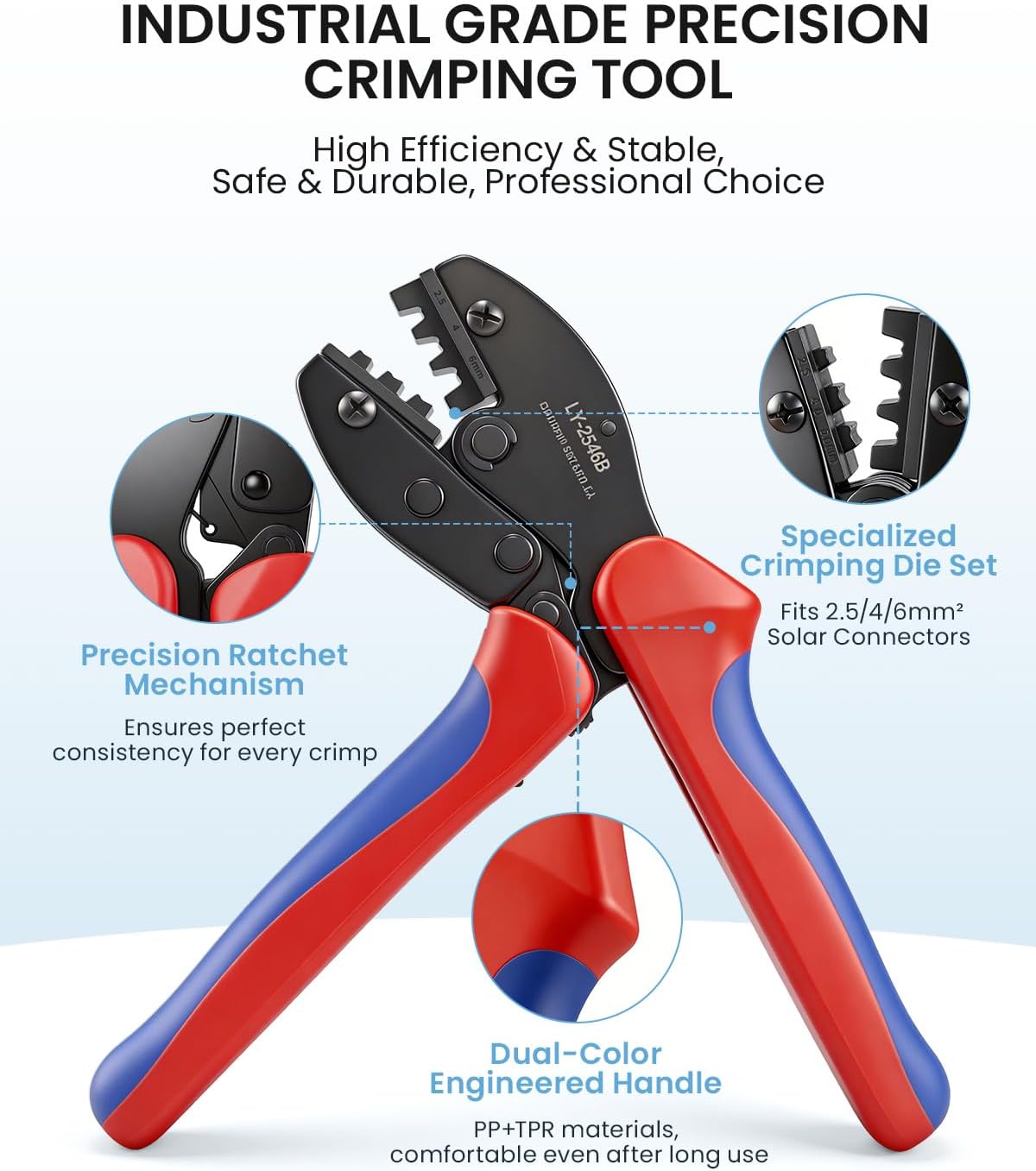 Solar Crimper Tool Kit - Crimper, Stripper, 10 Pairs Solar Connectors, Wrench for 14-10 AWG PV Cables, Universal Set for DIY Solar Projects