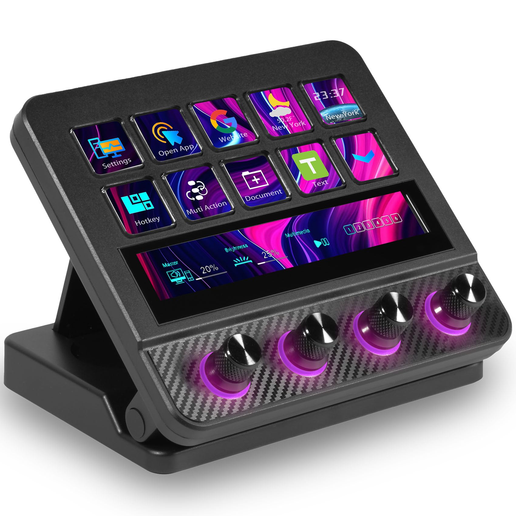 ActionRingxVSDinside N4 Pro Stream Dock:10 LCD-Tasten, 4 RGB-Dreh-Encoder&Touch-Leiste-Programmierbare Makro-Tastatur, Stream Controller Deck für Streaming, OBS, Twitch, Gaming, MIDI (PC/Mac)