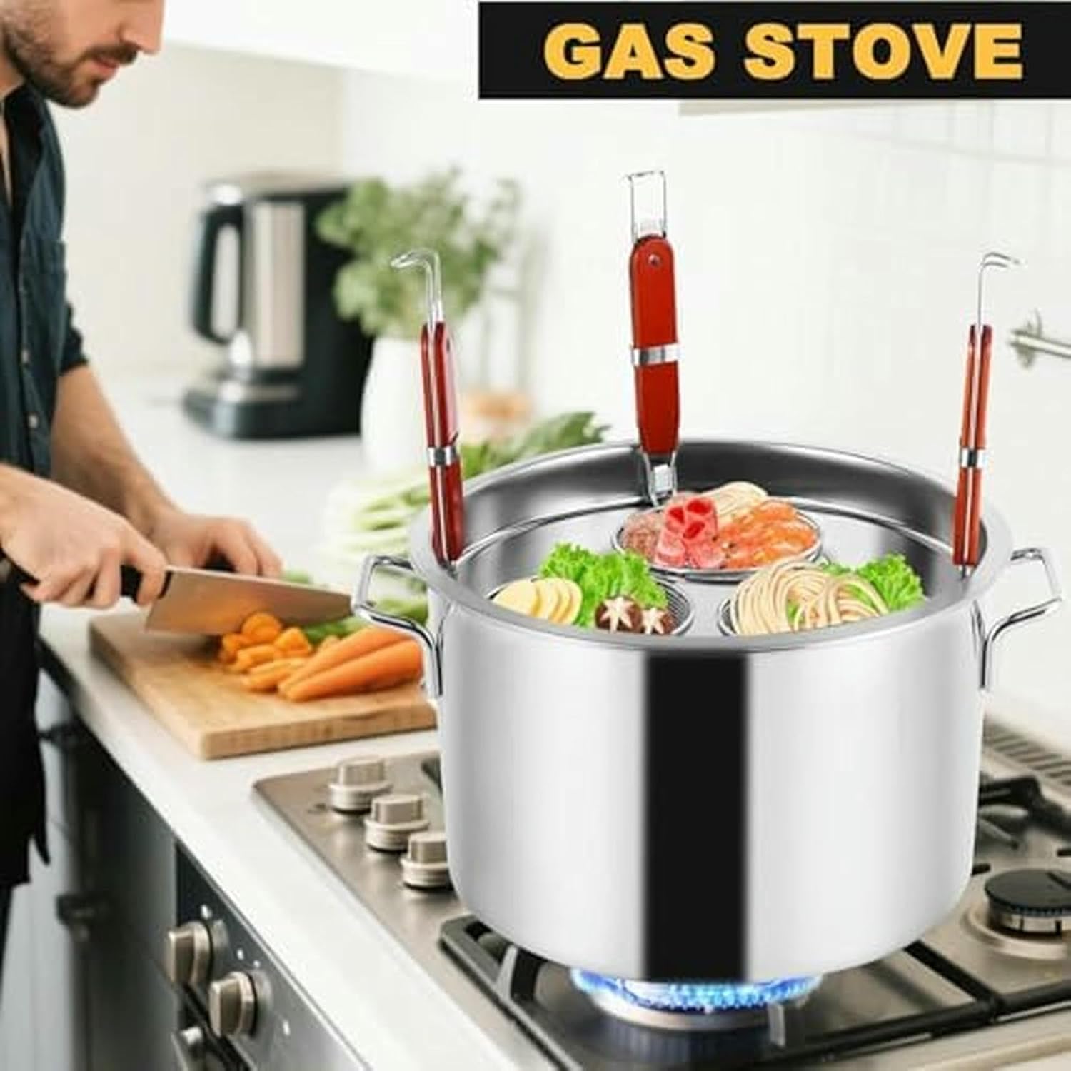 Pasta Cooker Insert Set with Strainer and Colander - for Easy Cooking and Meal Preparation, Ideal for Kitchen and Restaurant Use-