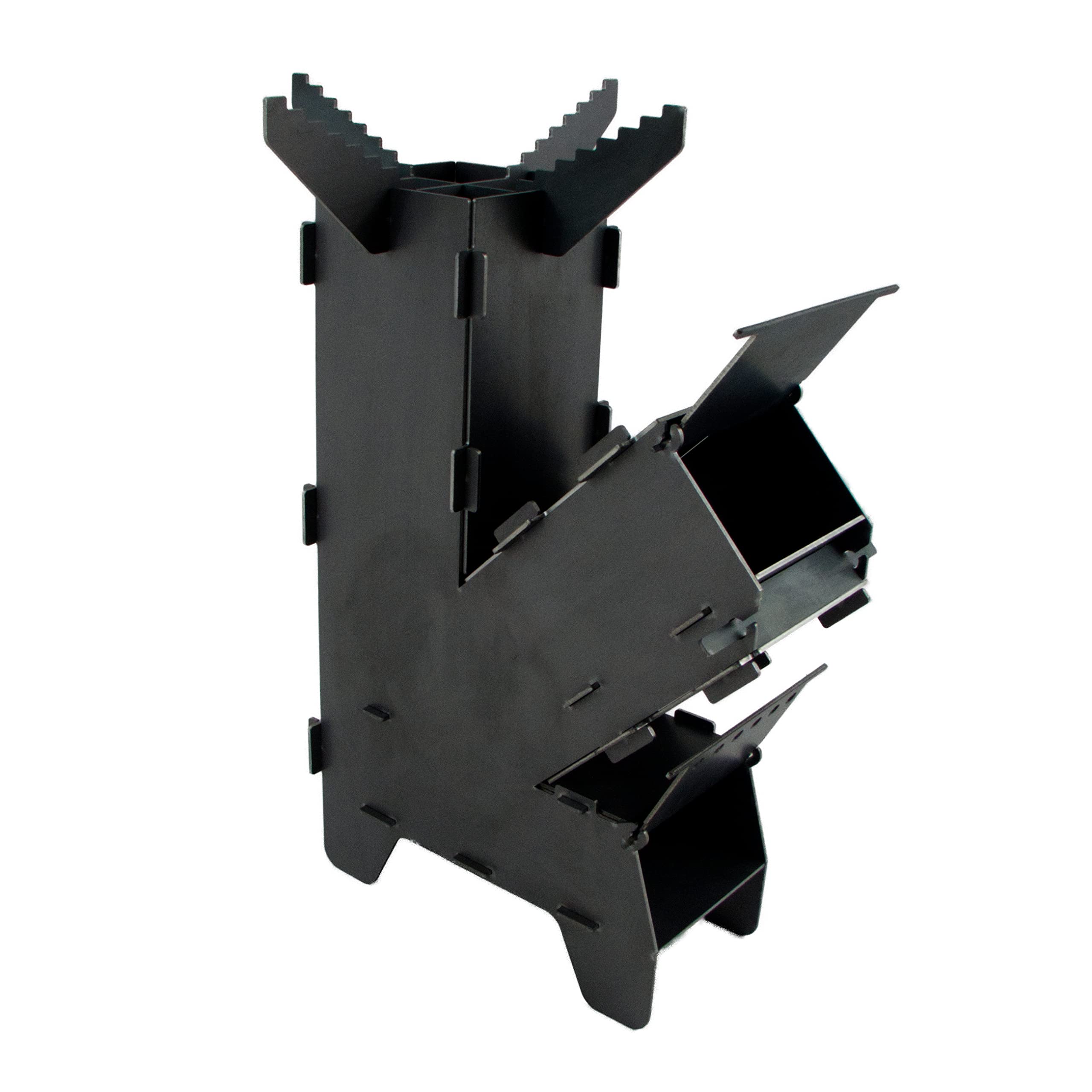 Fire World Poêle à fusée Rocket Stove - Système d'emboîtement en acier massif de 3 mm d'épaisseur - Pour barbecue, fusée, poêle à bois, camping, barbecue de camping - Fabriqué en Allemagne
