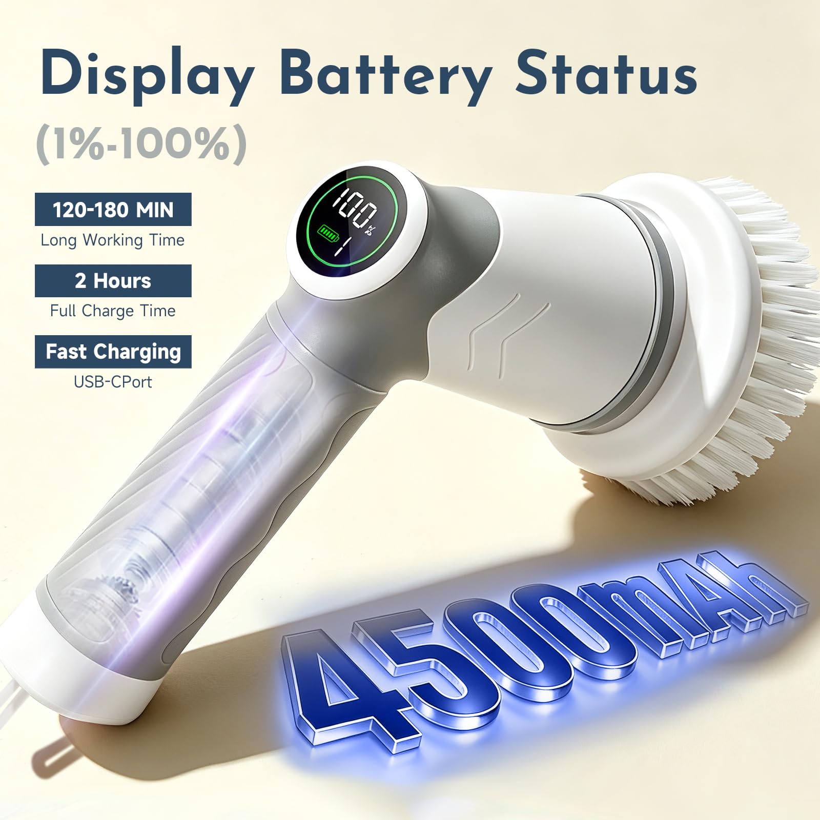 DAESUNG Brosse de nettoyage électrique sans fil pour salle de bain