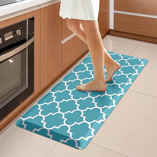Miniatura 23 de WISELIFE Alfombra de Cocina Acolchada Antifatiga, 17.3" x 60", Alfombras de Cocina Antideslizantes Impermeables de PVC Resistente, Alfombra Rojo