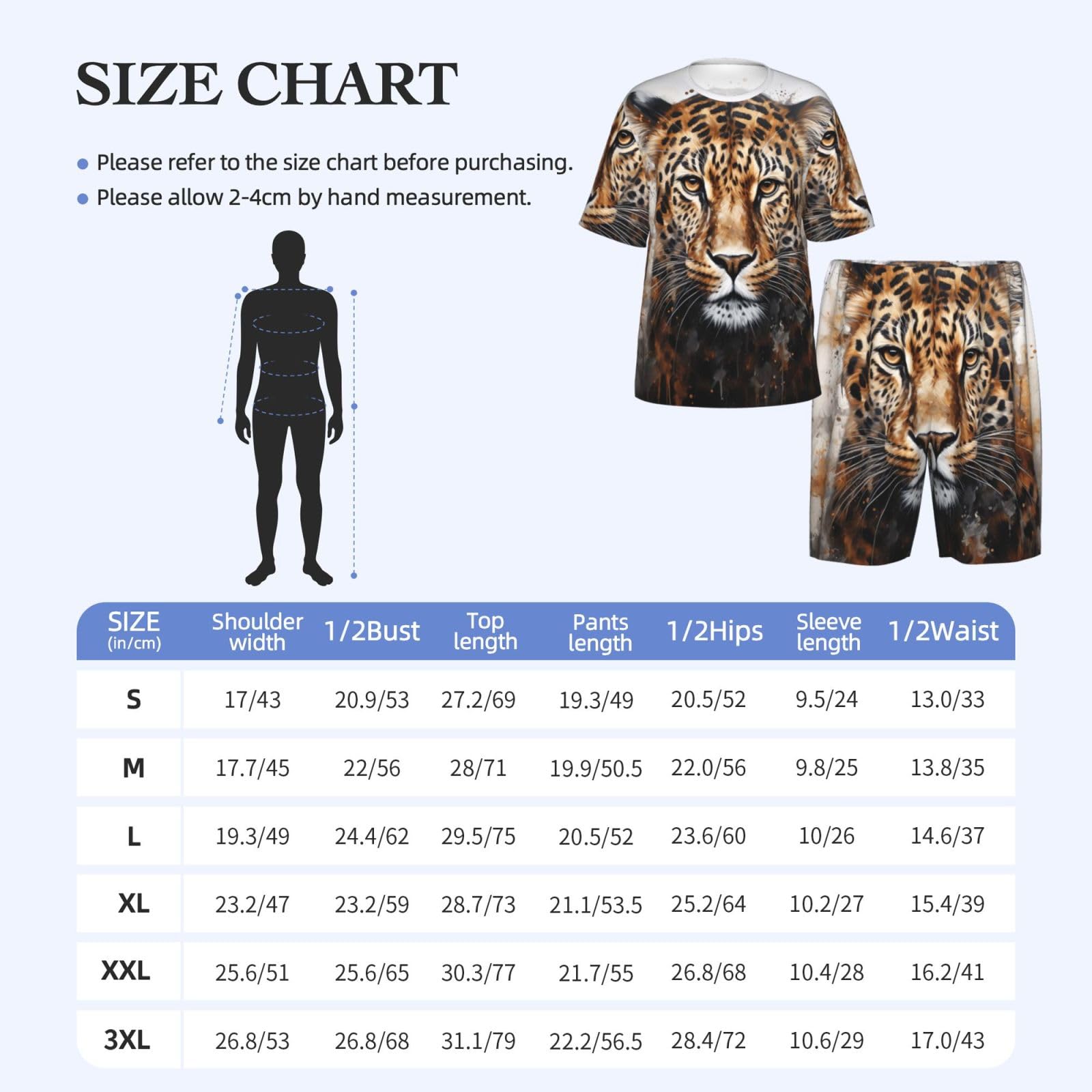 Set pigiama da uomo con stampa leopardata, comodi pantaloncini da pigiama da uomo, perfetti per le notti estive