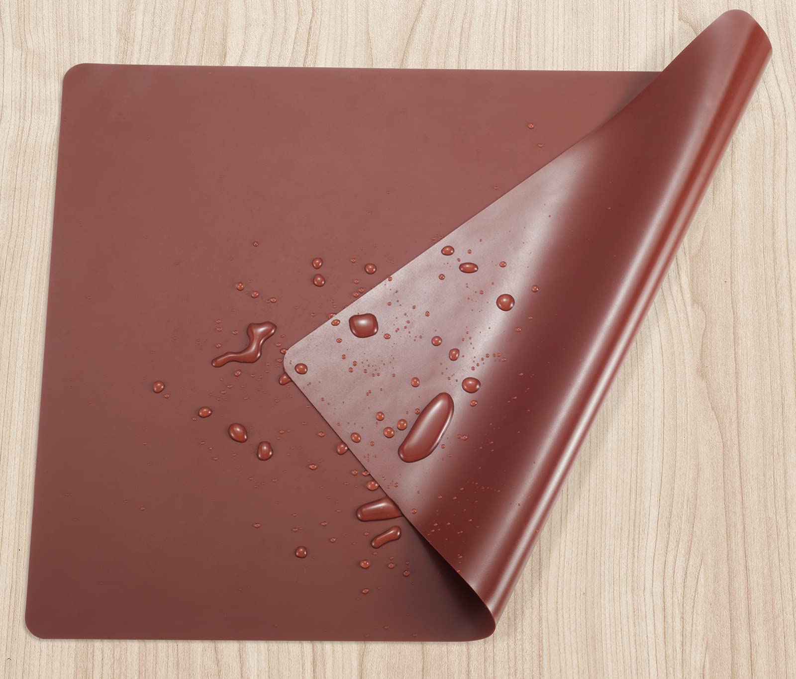Silicone Placemats for Kids,4pcs Table Mat,Non Slip, Heat Resistant,Dishwasher Safe,40 x 30 cm,Brown, Set of 4-brown - Image 2
