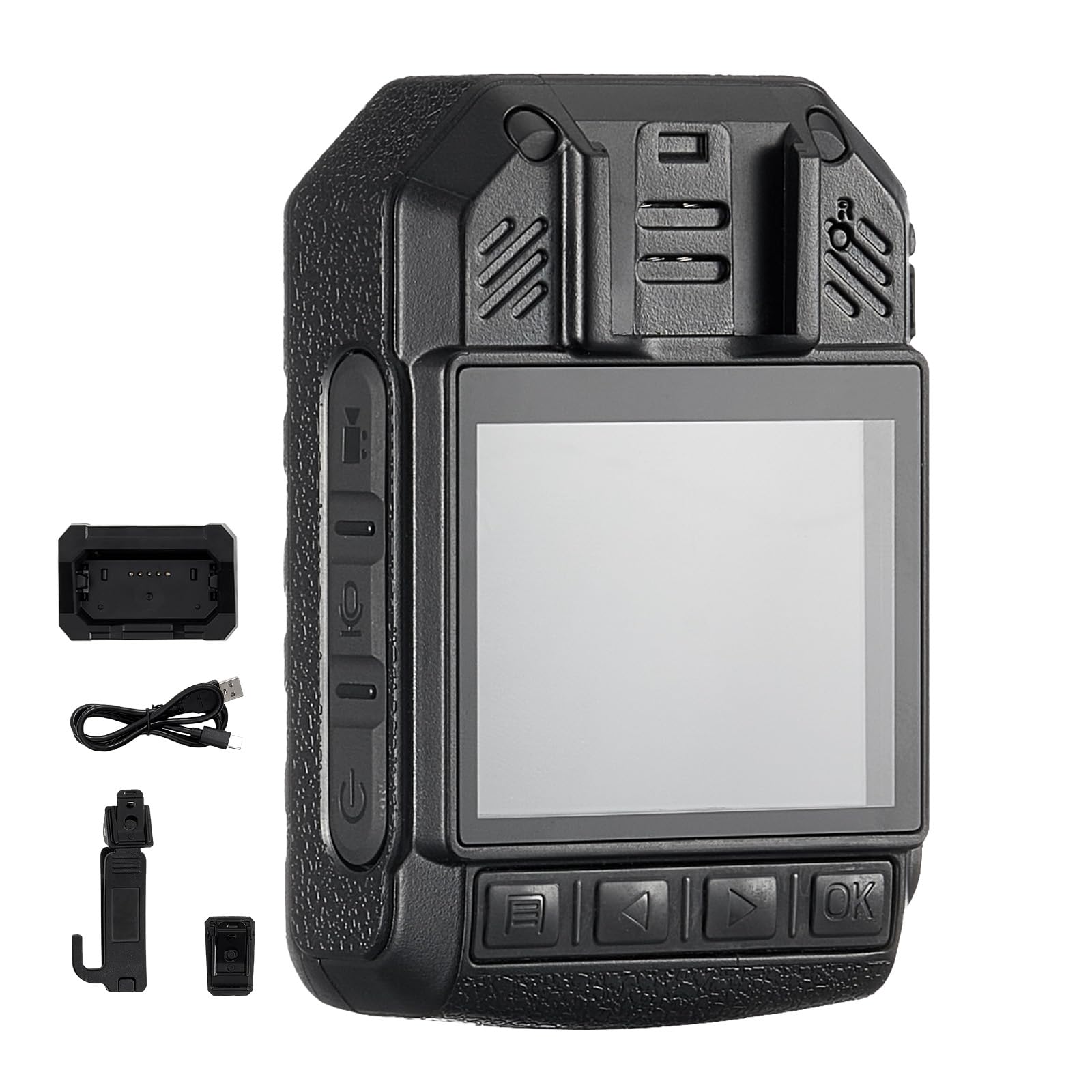 VEVOR Telecamera per Corpo della Polizia HD 1440P, 64 GB Audio Video, Batteria Integrata da 3500 mAh, LCD 5 cm, Visione Notturna Infrarossi, Telecamera Corpo Personale Impermeabile Forze dell'Ordine