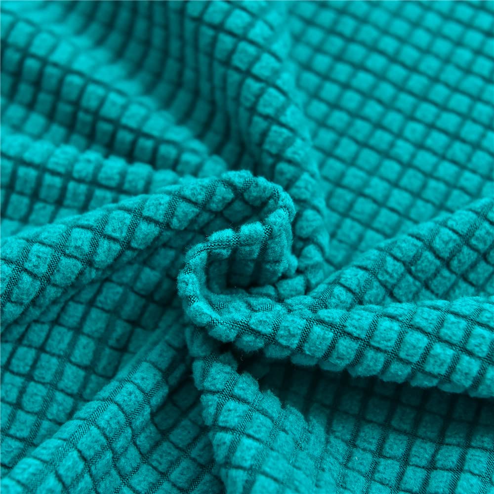 Highdi Copripoltrona Jacquard con Orecchie Elasticizzato 2-Pezzi, Fodera per Poltrona 1 Posto Lavabile con Fodera per T-Cuscino, Copridivano per Soggiorno Camera da Letto (Blu Verde