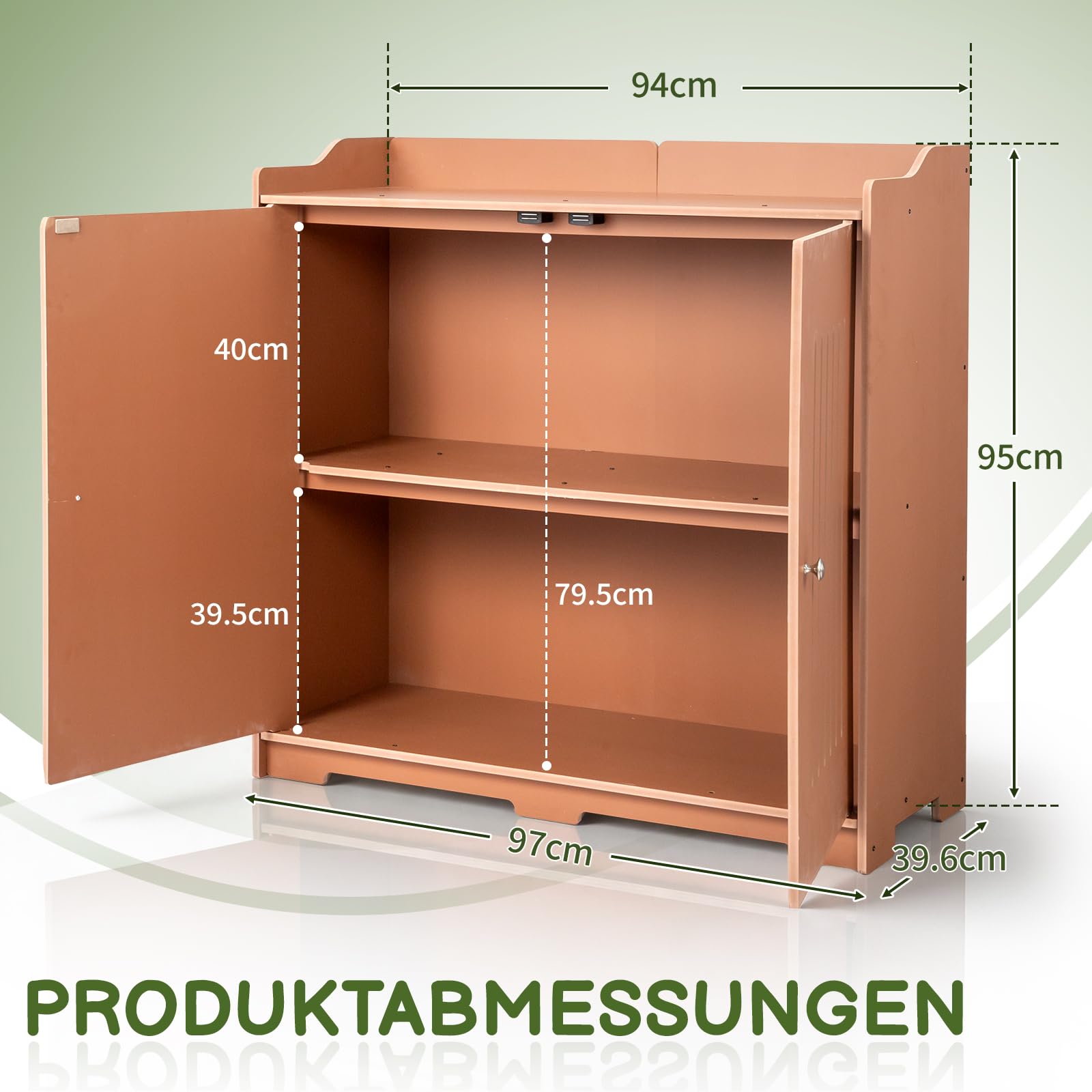 Gartenschrank mit Pflanztisch, Gartenschrank wetterfest Outdoor, 97 x 39 x 95 cm, Hochwertiges PVC-Material, Leicht zu pflegen und zu reinigen, braun