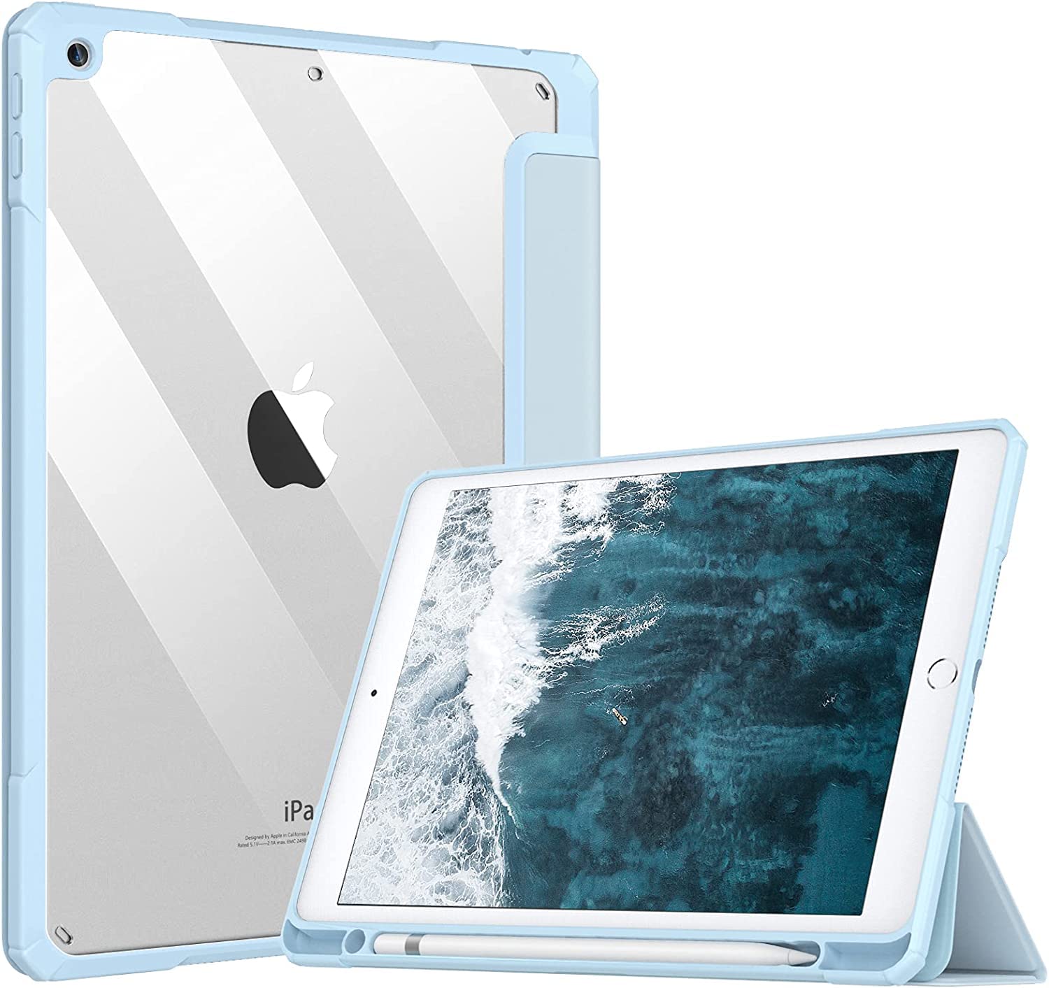 Robustrion Cover for iPad 6th Generation Cover with Pencil Holder/iPad 5th Generation Hybrid Flip Stand Case [Auto Sleep Wake Support] - Light Blue (B0BCVK8F3M) Amazon Price History, Amazon Price Tracker