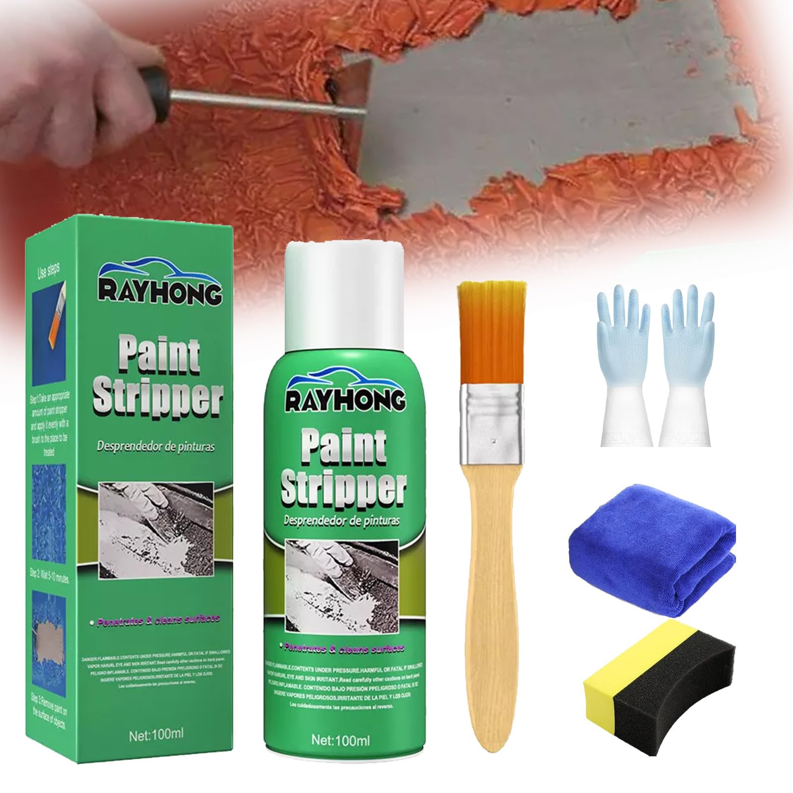 Rayhong Paint Stripper, Ray Hong Paint Stripper, Rayhong Efficient Automotive Paint Stripper, Paint Remover for Metal, Wall Graffiti Correction Removal, for Metal and Wood (1pcs)