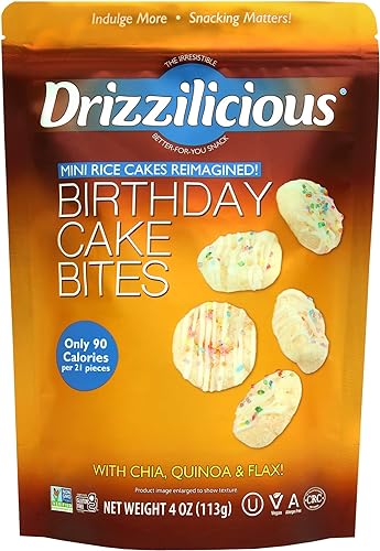 Drizzilicious Birthday Cake Bites Mini Rice Cakes, 4 OZ