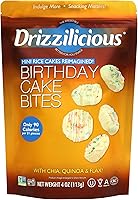 Drizzilicious Birthday Cake Mini Rice Cakes - 4oz (113g) Single Pack | Sinless Chocolatey Snack Bites - Rice Crisps...