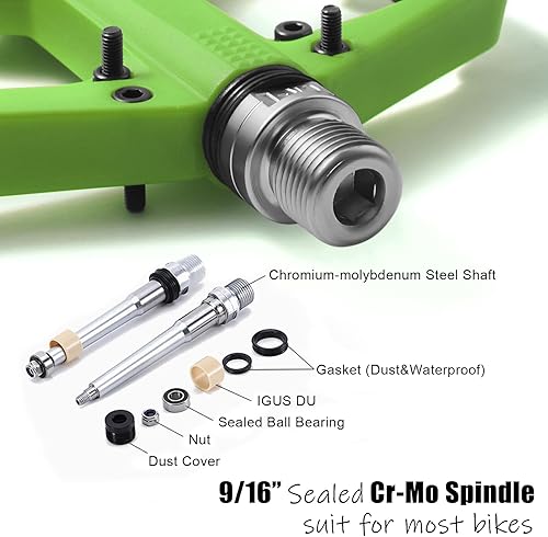 Miniatura 4 de BOWOD Pedales MTB, pedales grandes para bicicleta de montaña, pedales de plataforma de bicicleta compuestos de fibra de nailon ligero, pedales de