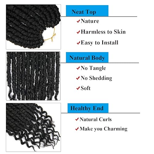 Miniatura 4 de 7 piezas de trenzas de ganchillo con rizos de resorte, 14 pulgadas, rizado Marley Twist para mujeres negras (14 pulgadas, negro (1B#))