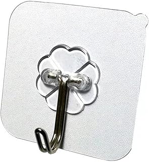 Adhesive Hooks 20 Packs Utility Command Hooks 22 lbs(Max) Self Adhesive Heavy Duty Wall Hooks Waterproof Transparent Hooks Kitchen Door Home Improvement Sticky Hook