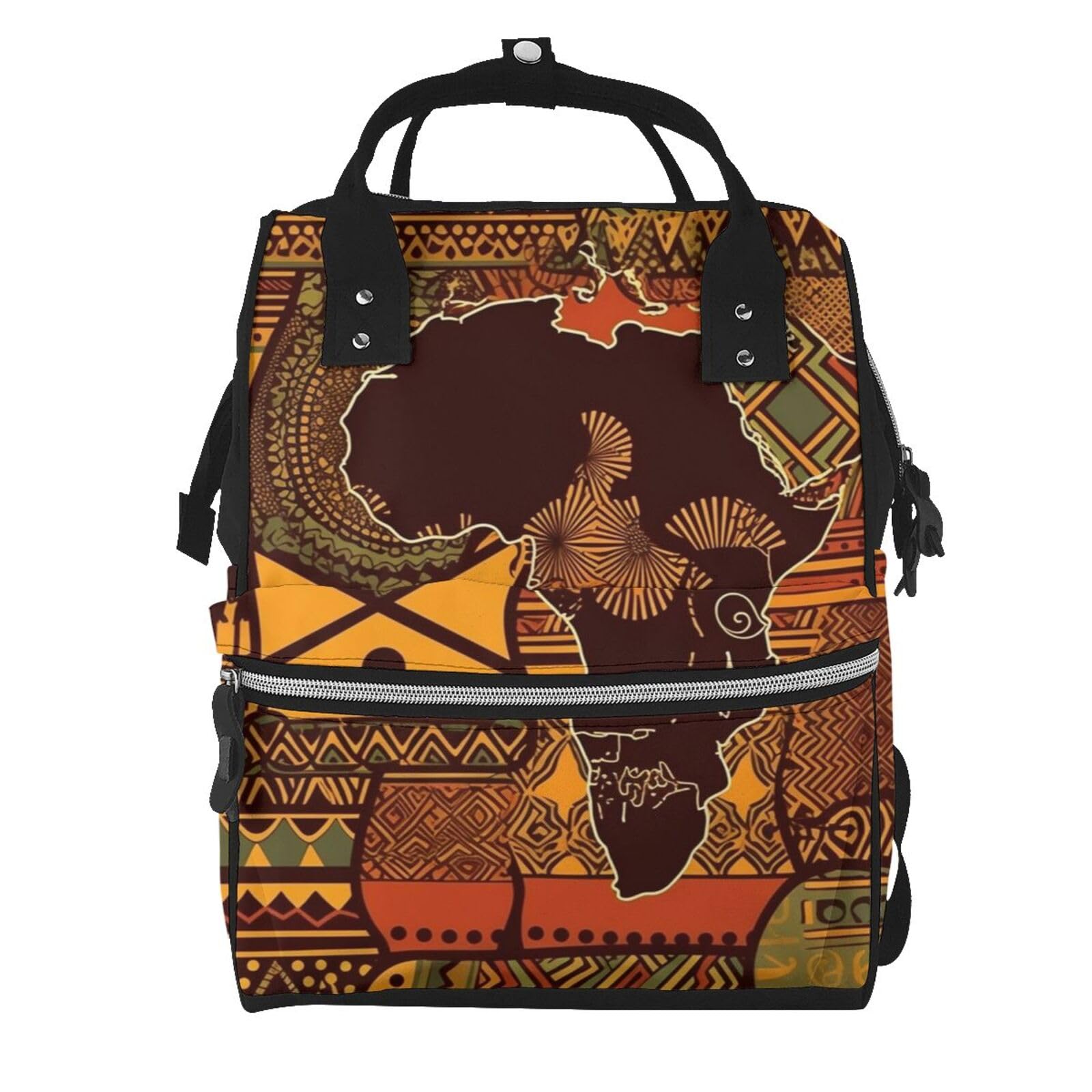 Sac de maternité sac à dos à langer noir ethnique pour voyage et bébé - 7