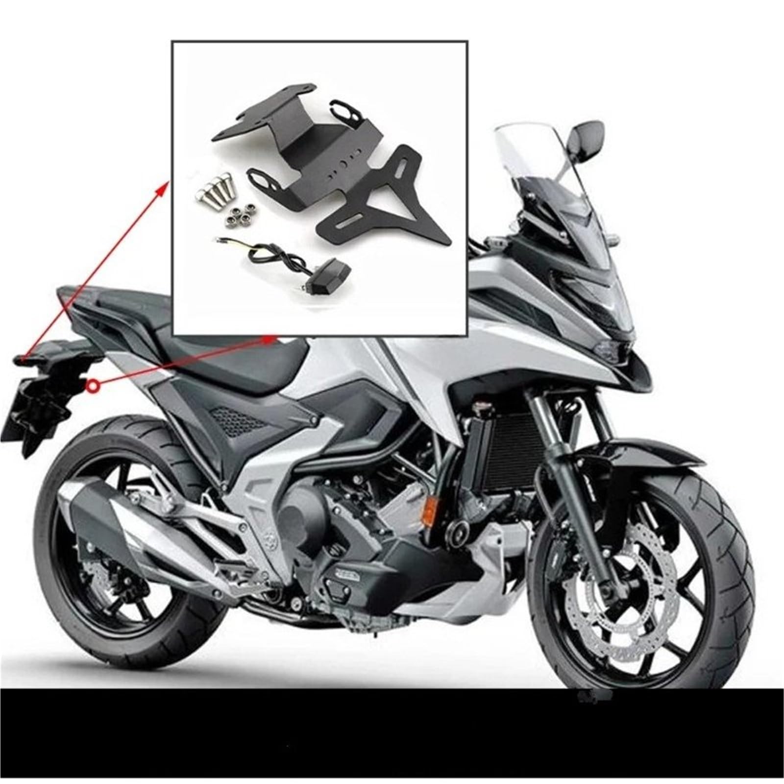 Portatarga Per Moto Con Portatarga Corto E Luce LED Integrata Per NC 750 X S NC750X NC750S 2021-2024