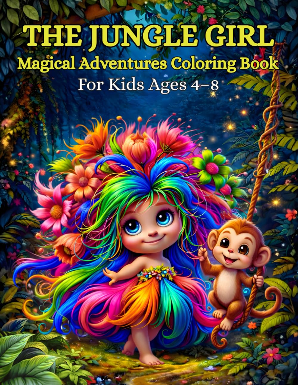 The Jungle Girl Magical Adventures Coloring Book: A Cute Jungle Adventure for Kids Ages 4–8, Fun Animals, Tropical Nature, and Magical Forest Scenes