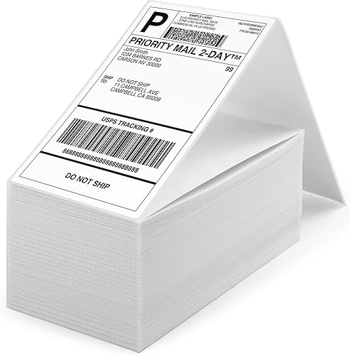 MiroCaro Etiquetas de envío de 4 x 6 pulgadas para impresora térmica, etiquetas térmicas de franqueo plegables en ventilador, etiquetas de correo