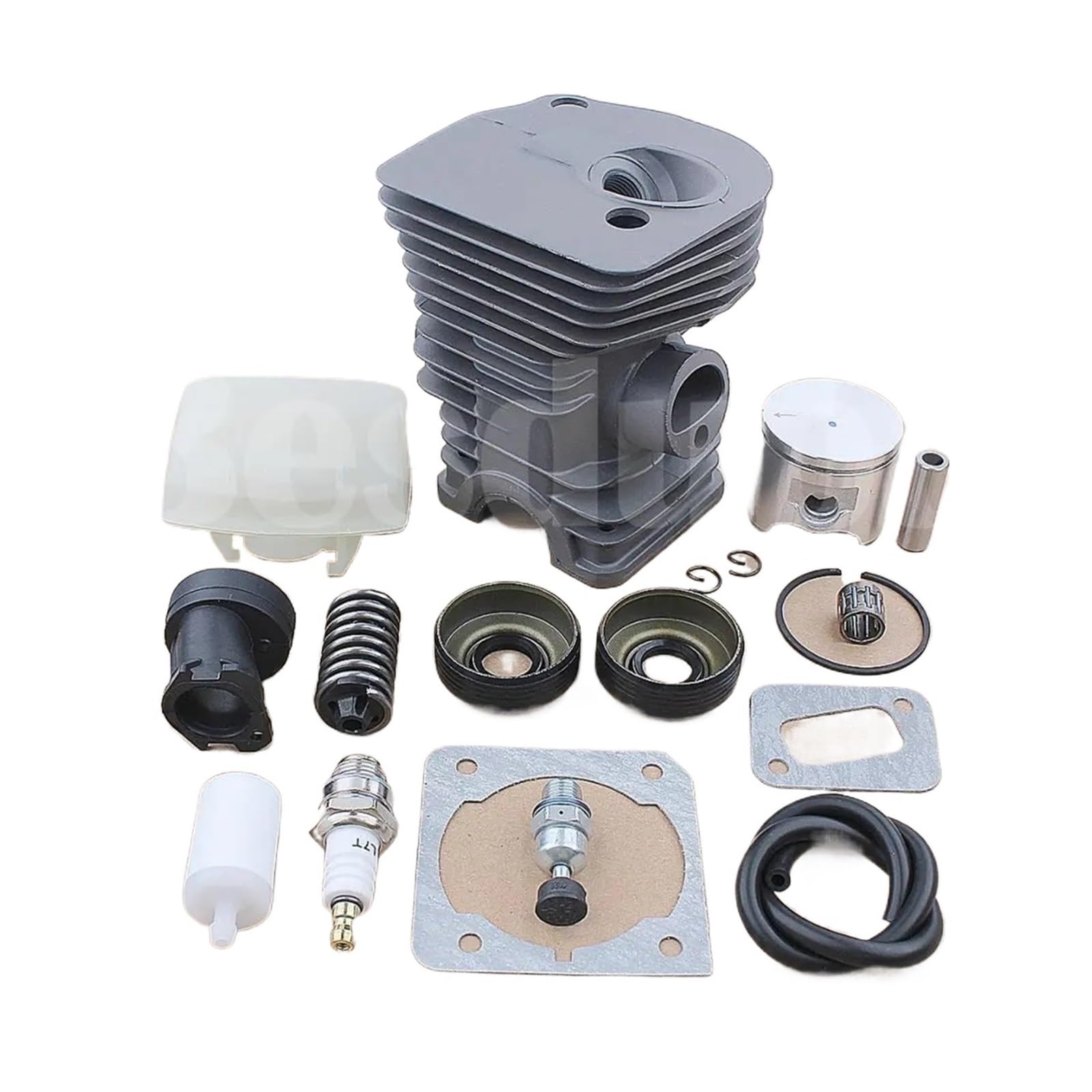 Kit de Filtro de Aire de pistón de Cilindro de 42 mm for Motosierra 340, 345 y 350 (503870276, 537024002w, Sello de Aceite, Tubo de admisión, Resorte Amortiguador AV)