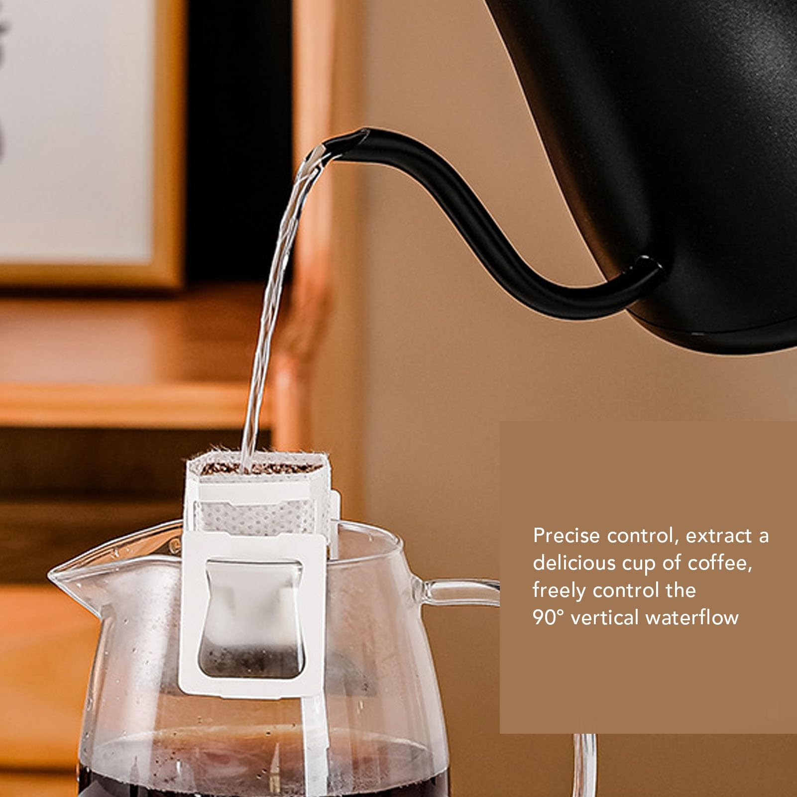 Hervidor eléctrico con cuello de cisne 800ml 1000W apagado automático ABS 304 acero inoxidable vertido sobre hervidor (EU Plug 220V)