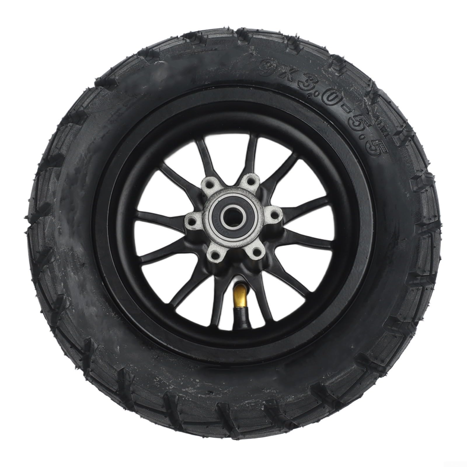 Roues de trottinette électrique, 9 x 3,0–5,5, pneus avant et arrière, kit de moyeu pour Kukirin G2 Pro DB de remplacement noir (roues + pneus noirs)