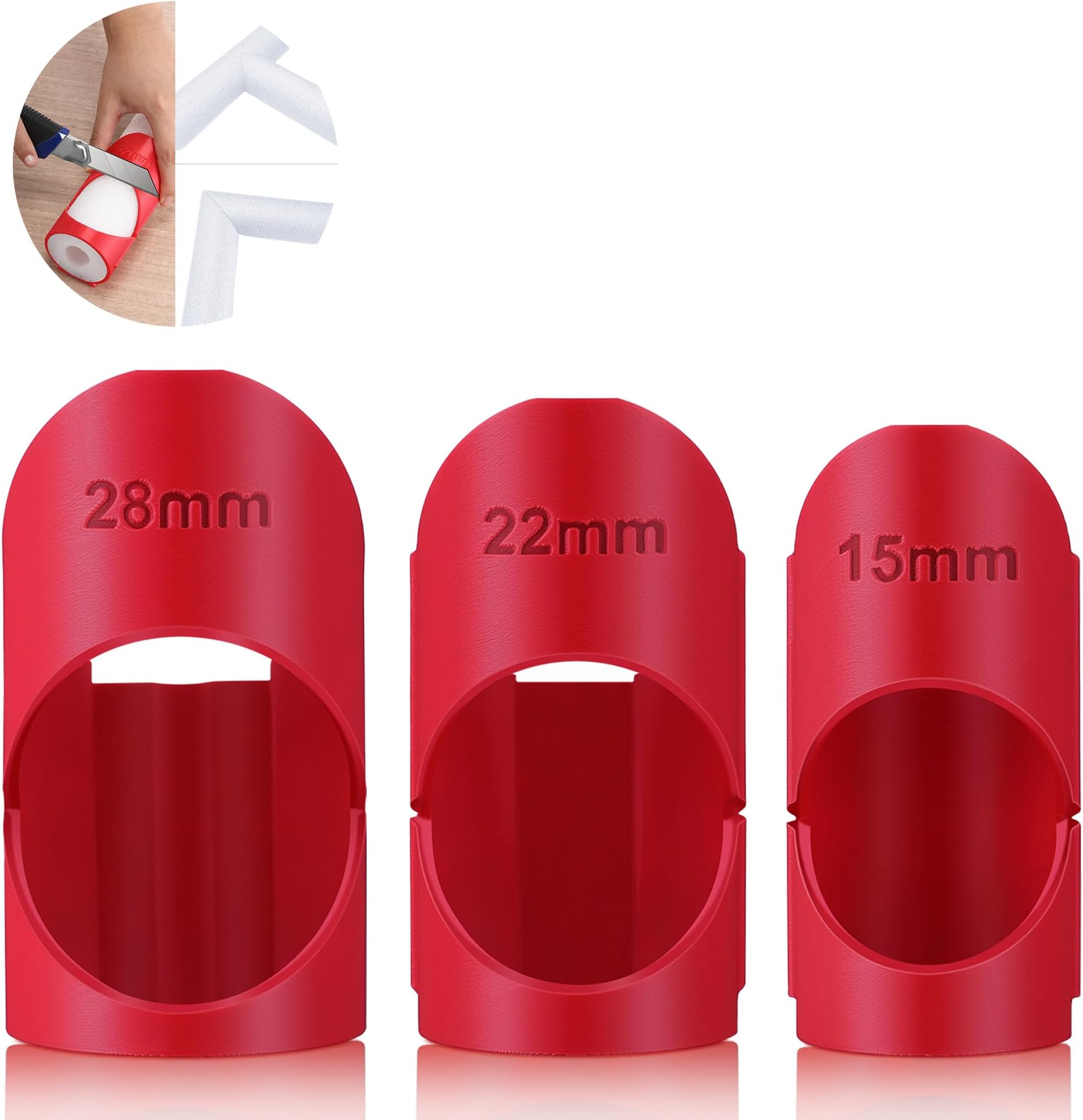 Sinmoe Pipe Lagging Insulation Foam Cutter Tool for 15mm, 22mm, 28mm Lagging Jig for Copper Pipe Insulation, Pipe Lagging Mitre Tool Ideal Foam Pipe Lagging Cutter Slice for 45 Degree Angles(Red)