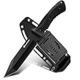EDC Fixed Blade Knife – Tanto Blade, Horizontal Carry, Ideal for Hunting, Camping, Survival & Outdoor Adventures (Black)