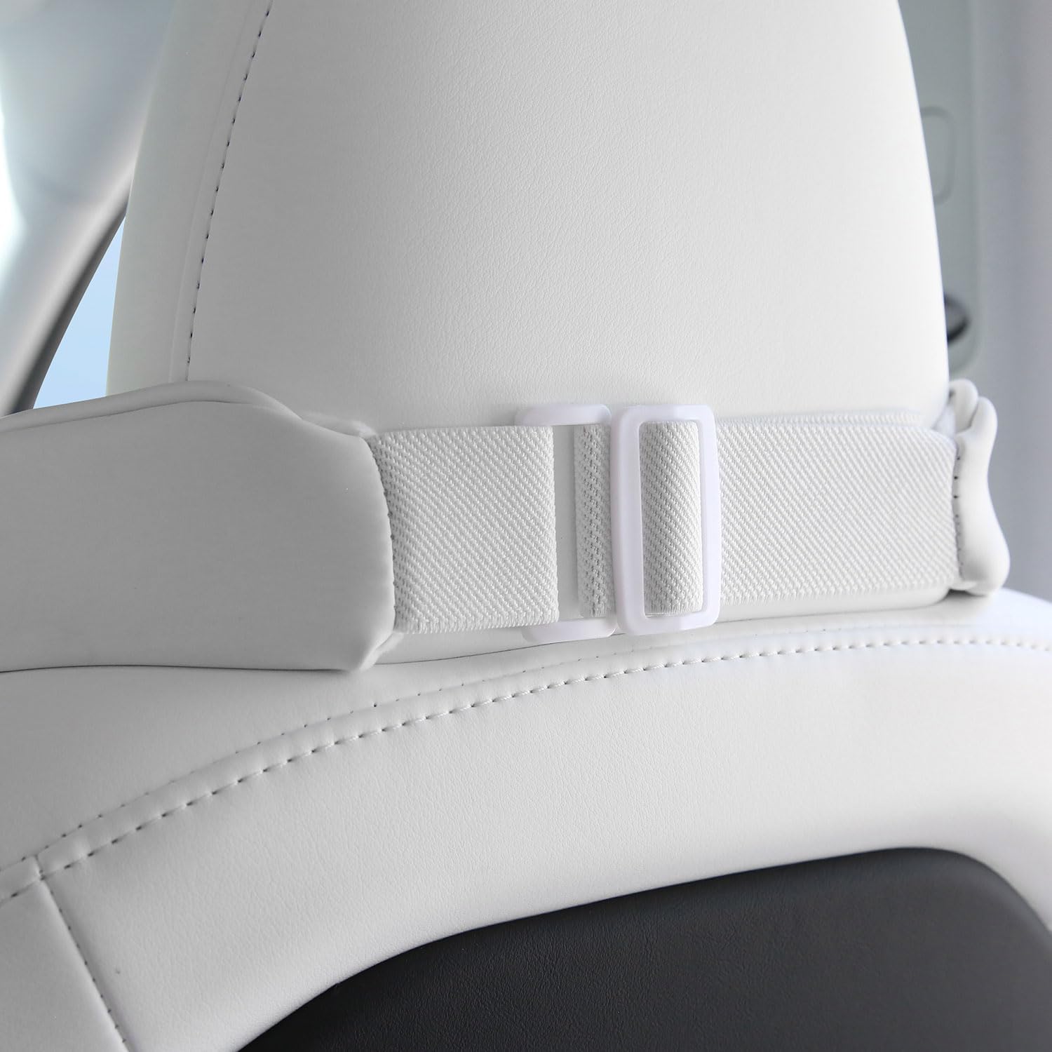 Car Headrest Memory Foam Neck Pillow for Driving with Leather Cover Soft Comfortable Seat Head Pillow Cushion for Most Cars SUV Sedan Home Office, White, 2PC - Image 8