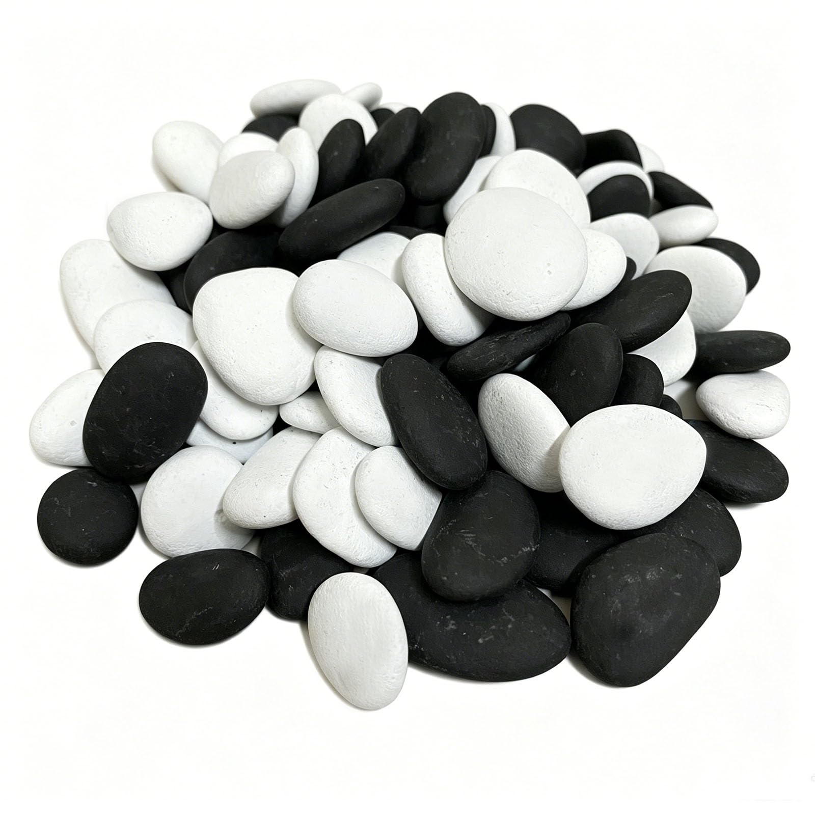 400g Flat Pebbles for Painting,Rocks 1-3cm White Black Stones Craft