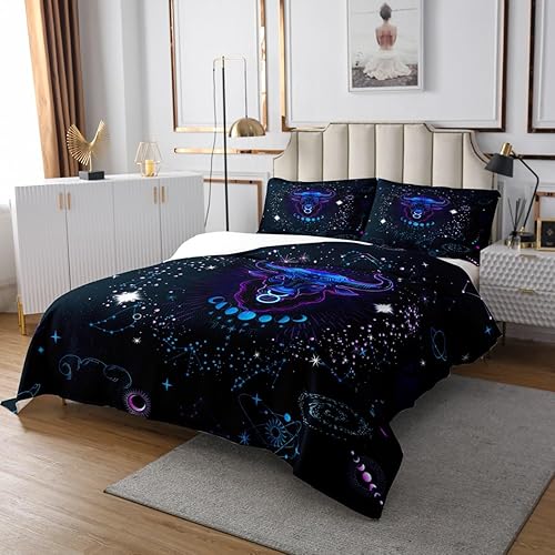 Miniatura 4 de Erosebridal Juego de colcha Taurus tamaño individual, psicodélico celestial, juego de colcha de galaxia trippy, juego de ropa de cama de doce