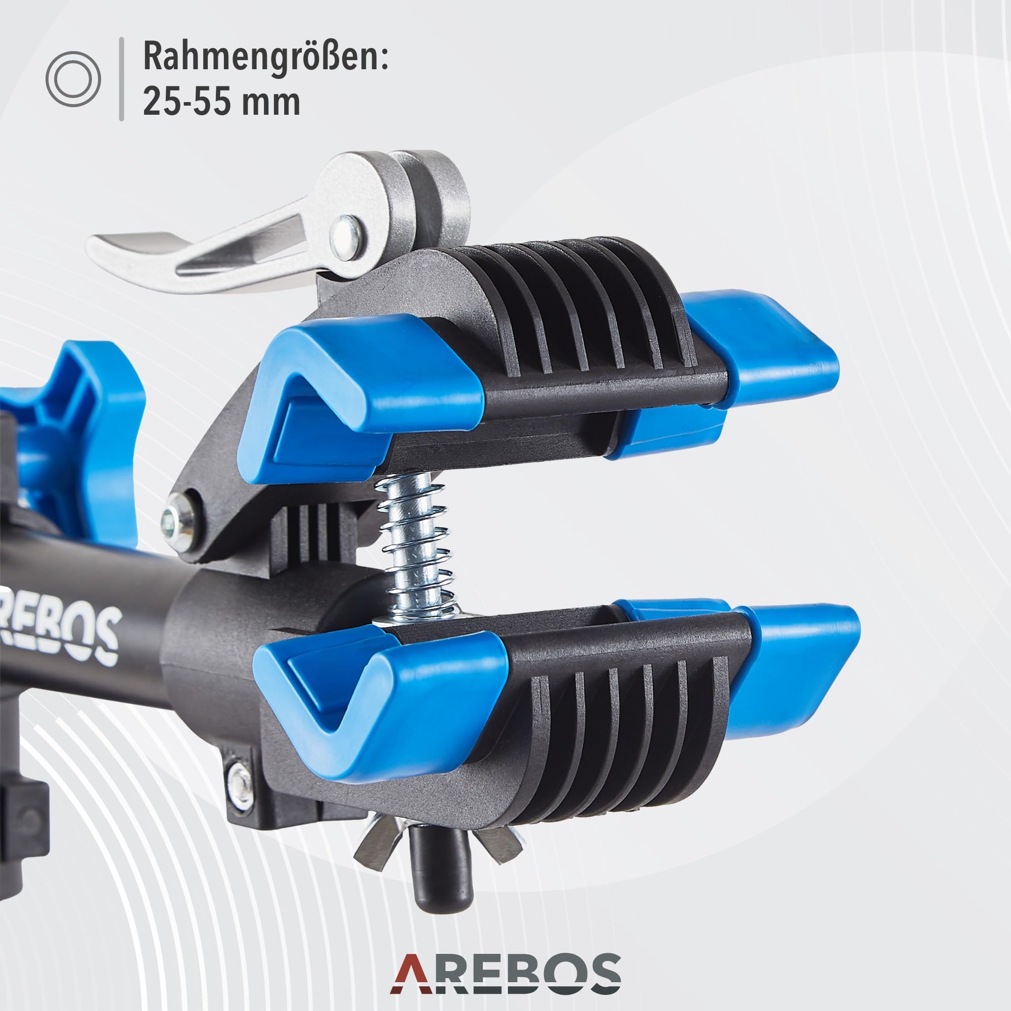 Arebos Fahrrad-Montageständer mit Tasche, 360° drehbar, für Mountainbike, E-Bike und Citybike, mit Schnellspannvorrichtung, Profi-Reparaturständer Schwarz/Blau