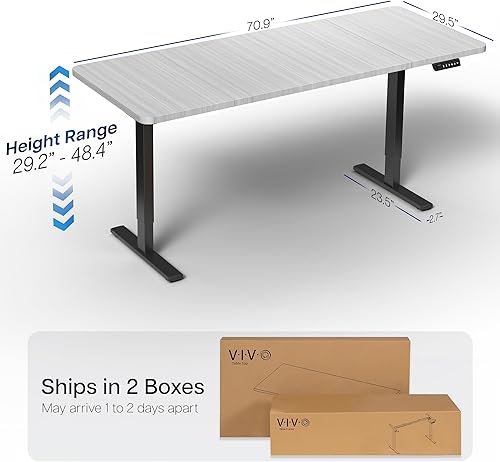 Vista 428 de VIVO DESK-KIT-1W6G - Escritorio eléctrico de pie de 60 x 24 pulgadas, ajuste de altura de memoria, serie 1B, parte superior de nogal oscuro de una