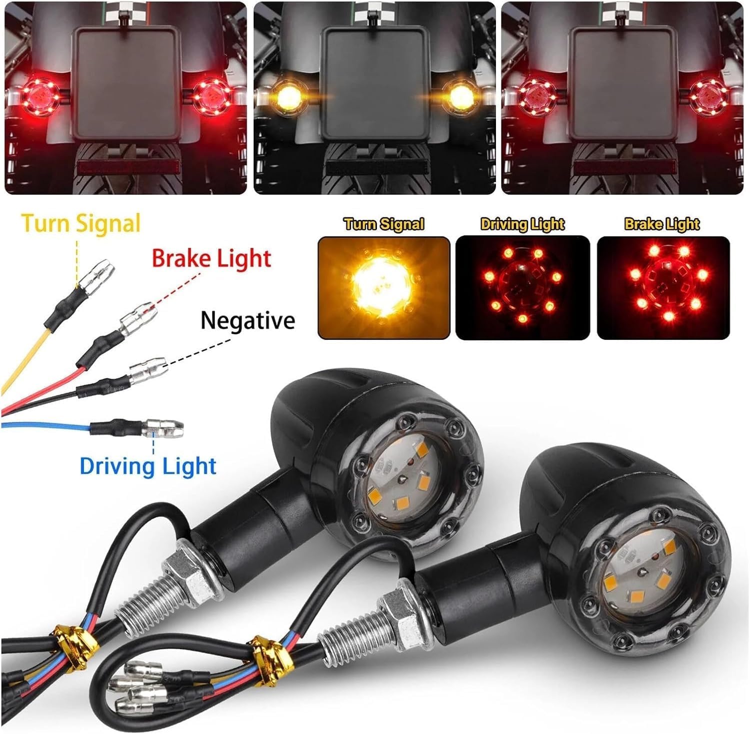 Motorcycle Turn Signal Light 4pcs Motorcycle Universal For Flash Lights Amber and Red Tail Light Motorcycle Brake Light Indicator Lamps
