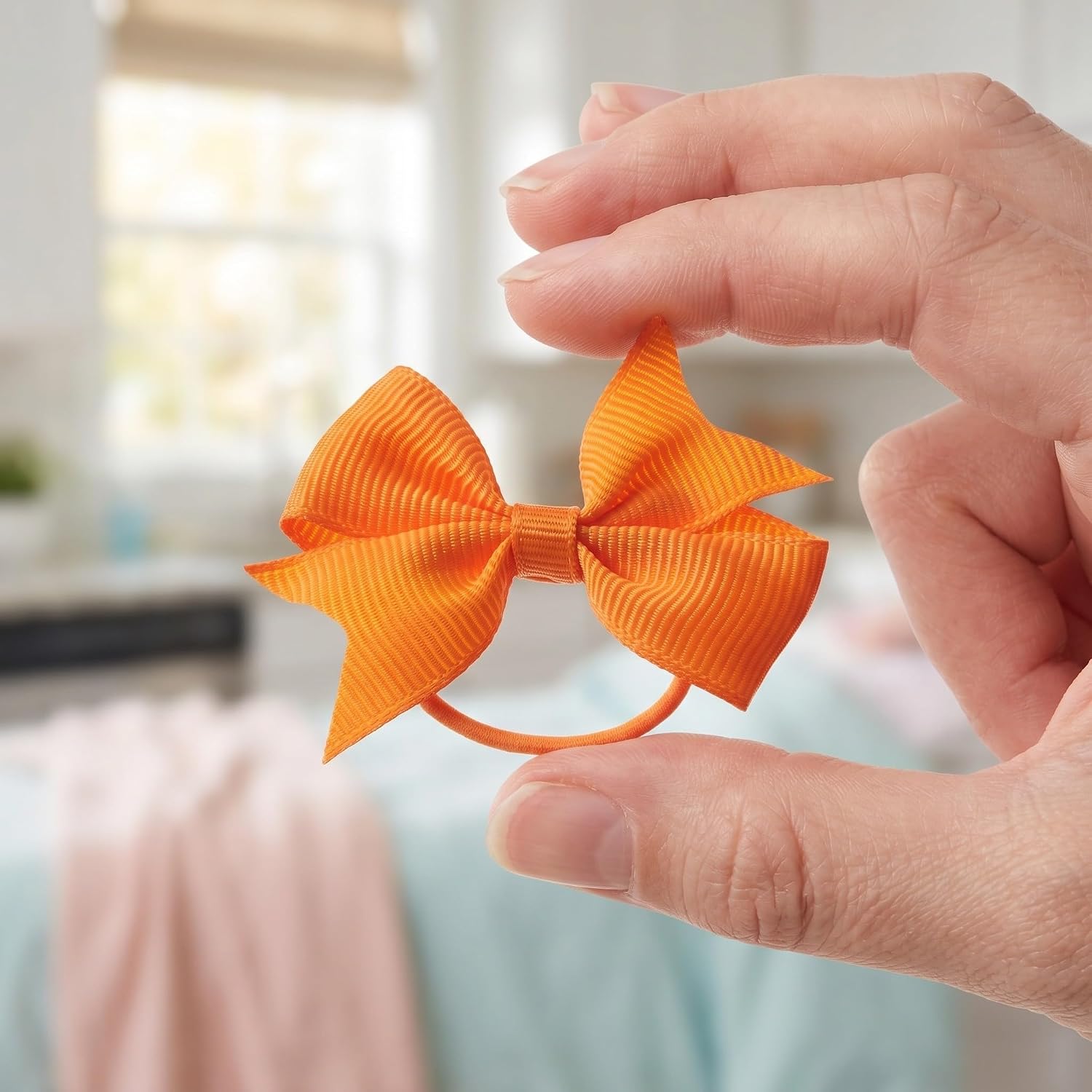 4pcs Baby Girls Hair Bows Ties - 2'' Mini Boutique Elastic Hair Rubber Ribbon Band Accessories for Kids Toddlers Infants