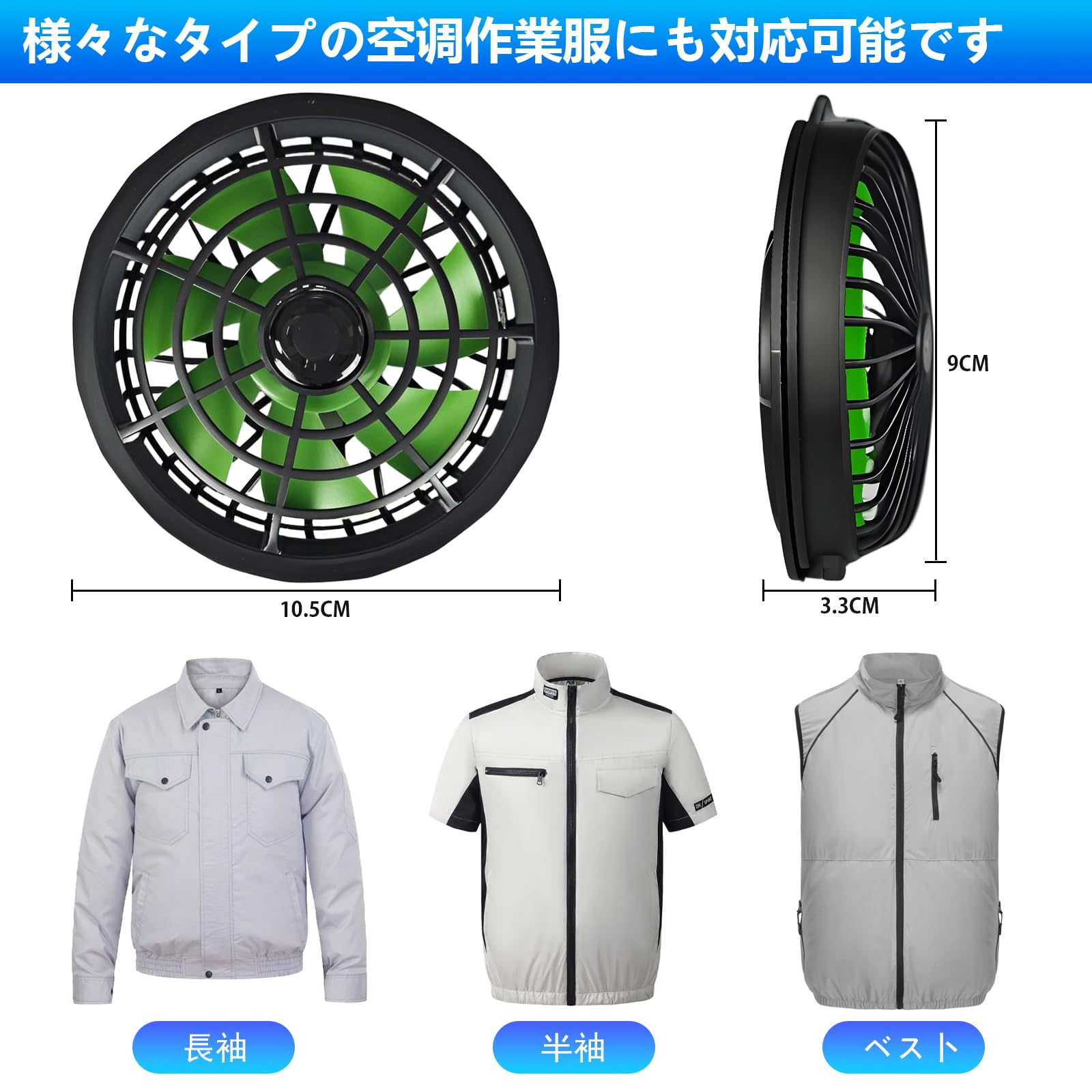 Amazon.co.jp: 空調作業服 ファン 冷却服用フ ァン5V-7.4V 大風量 