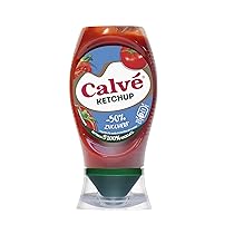 Calvé Ketchup Light, Formato 250 ml, Ketchup Light con Stevia*, Contiene il 50% in Meno di Zuccheri, Senza Glutine, Senza Conservanti e Senza Coloranti, Vegano