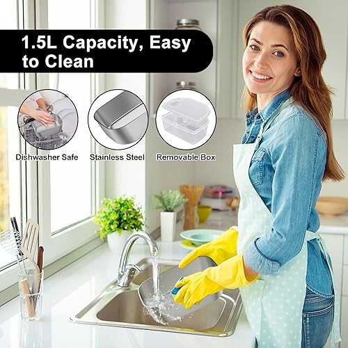 Miniatura 4 de Vabaso Lonchera Eléctrica para Adultos, Lonchera Calentada de 80W, Lonchera Portátil con Calentador de Alimentos para Negro,Gris azul,Verde