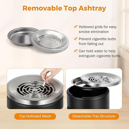 Miniatura 6 de BEAMNOVA Bote de basura al aire libre con tapa, contenedor de basura comercial negro de acero inoxidable para patio, garaje interior, contenedor de