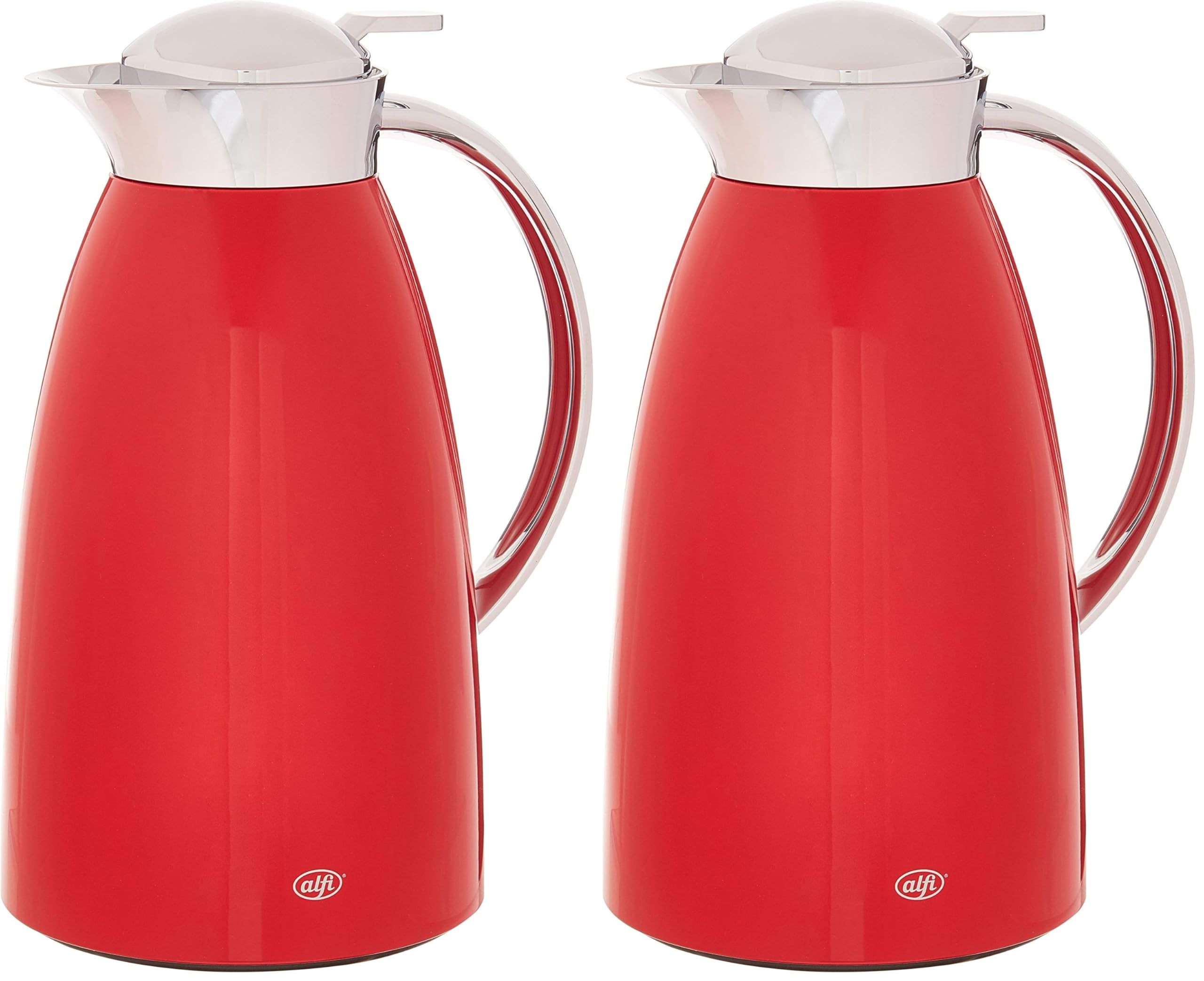 Gusto 1.0 L Glass Vacuum Lacquered Metal Thermal Dispenser Carafe by Alfi – 33.8 Ounces (Pack of 2), Red, Model 2863833