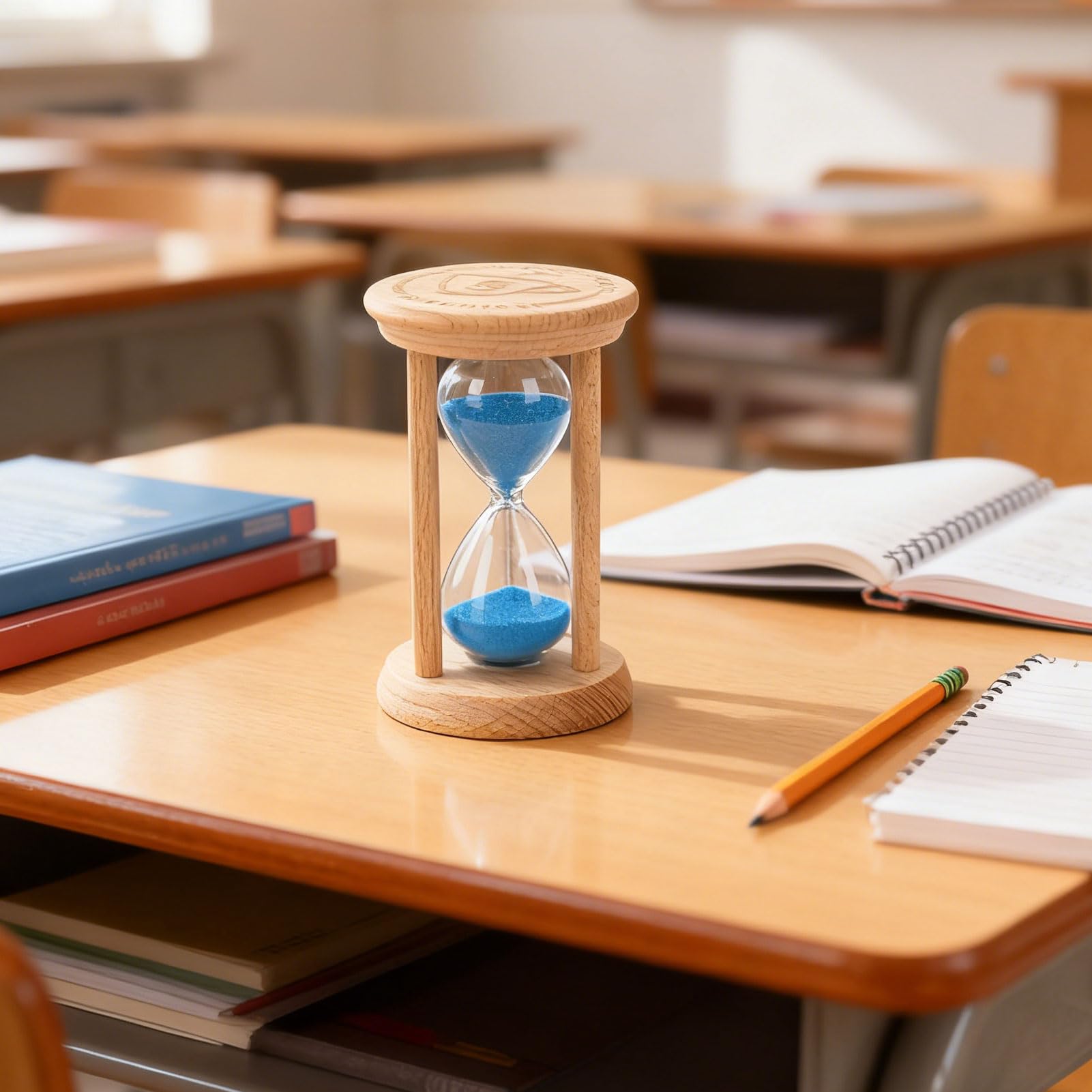 Generic 5-Minuten-Sanduhr aus Holz, Sanduhr Zum Kochen, Backen, Meditation, Büro, Klassenzimmer, mit Stabilem Buchenholzrahmen und Geräuschlosem Betrieb, Dekorativer Tisch-Timer (Blue)