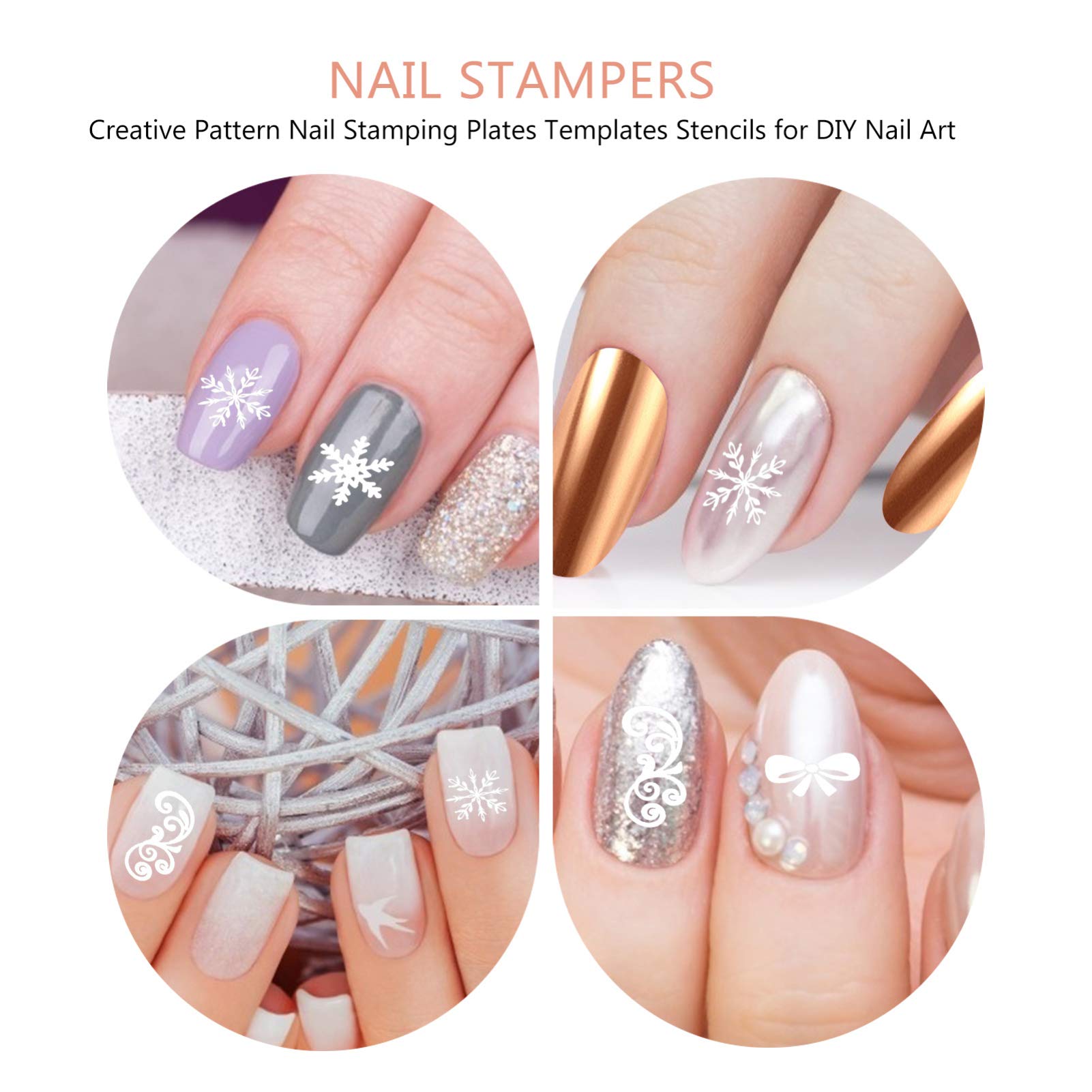 2 Set Piastre Stamping Per Unghie Template Creativi Per Nail Art Te Stupendi Design Manicure E Pedicure Per E Appassionati Nail Art 13 Pezzi*2