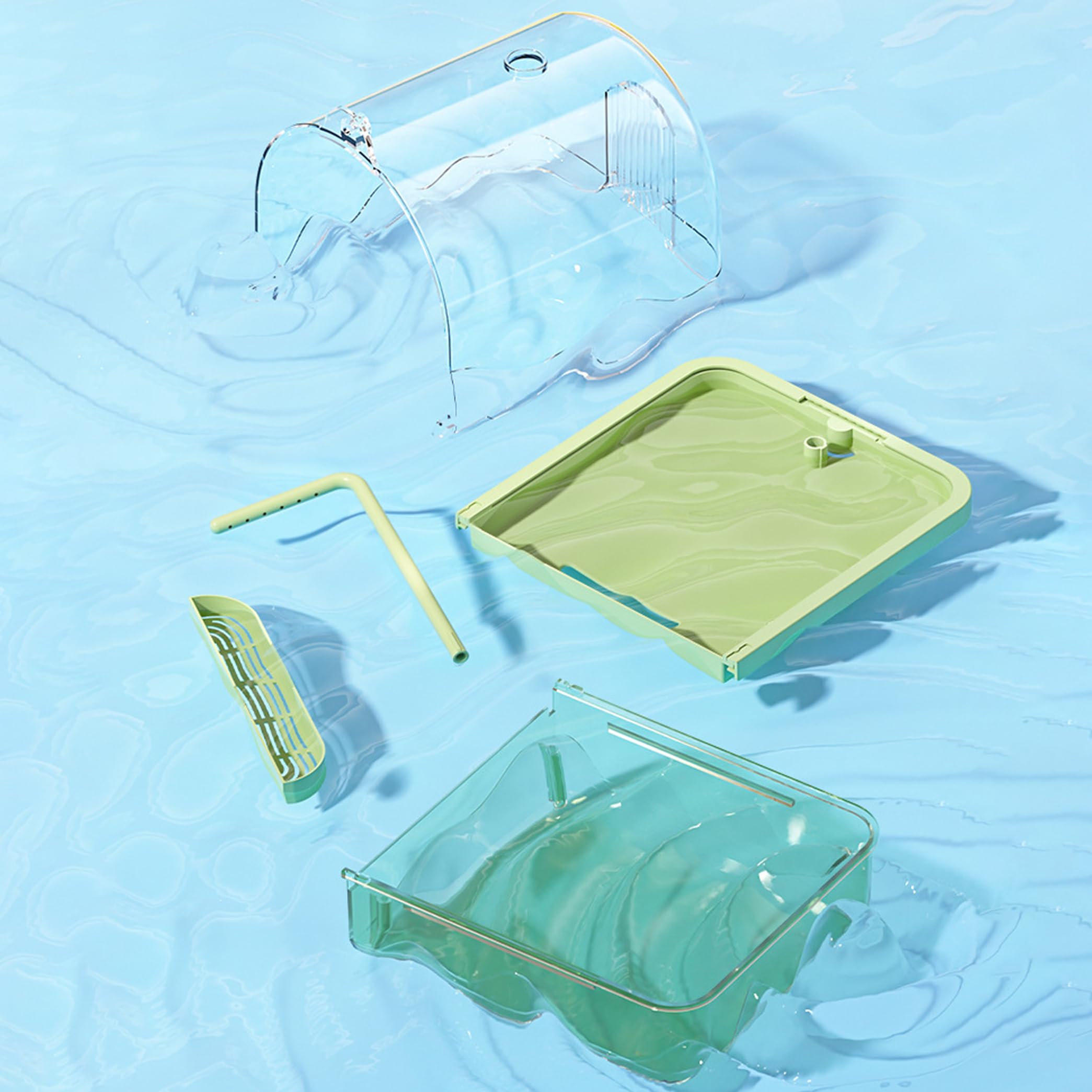 Abbeveratoio automatico per uccelli da interno, pappagallo trasparente con accessori per gabbia filtrata circolante, verde