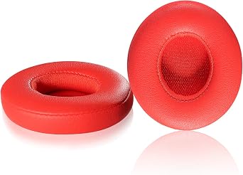 Solo 2/3 Wireless Earpads - JARMOR Replacement Protein Leather & Memory Foam Ear Cushion Cover for Beats Solo2 / 3 Wireless On Ear by Dr. Dre Headphones ONLY NOT FIT Solo 2 Wired - Red