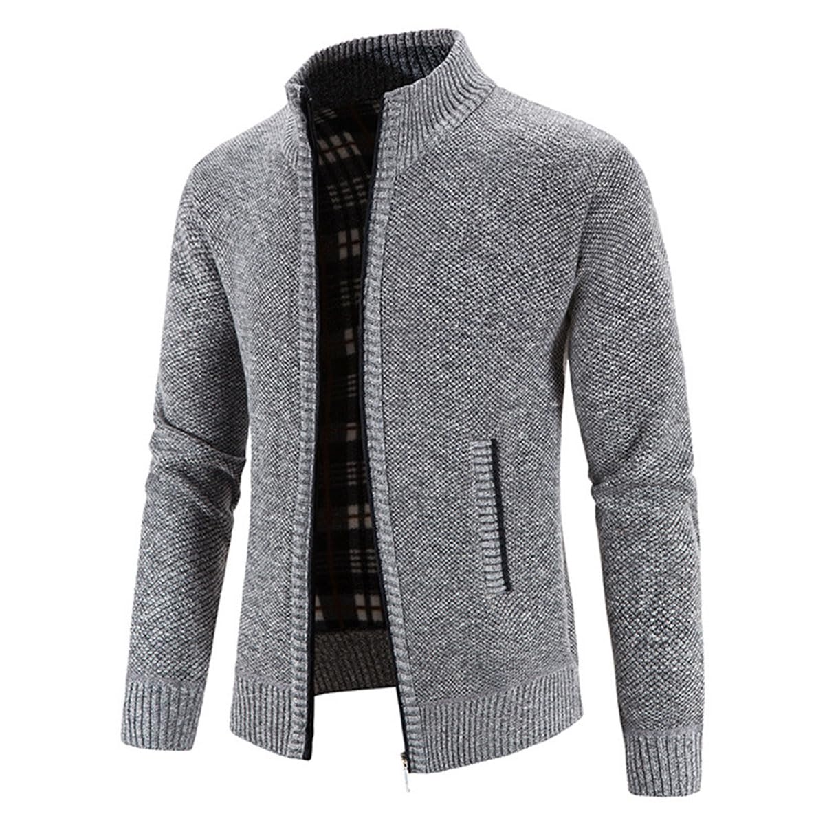 Cárdigan de Hombre con Cremallera, cárdigan cálido Informal con Cuello Alto, suéter Grueso, cárdigan de Abrigo de Invierno con Cremallera, Chaqueta de Invierno de Estilo Urbano (XL,Braun)