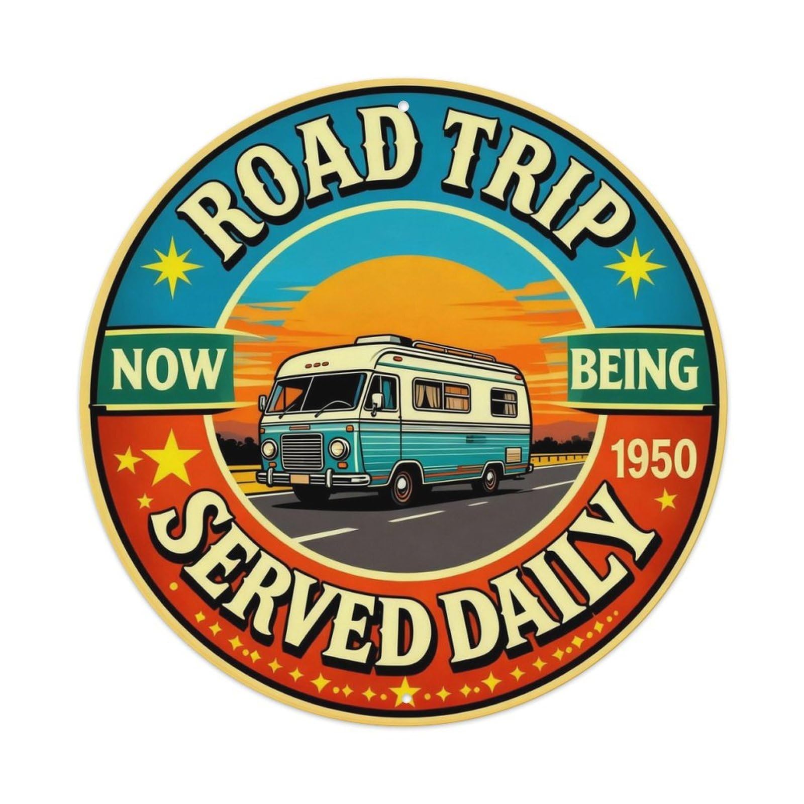 Road Trip Retro Sign Metal Tin Sign Plaque