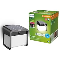 PHILIPS Ezra, Lampada solare da parete UltraEfficient, per Esterni, con Sensore di Movimento, 3000K, 250, 25lm, Nero
