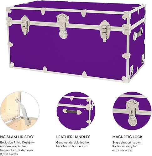 Miniatura 61 de Rhino Trunk & Case Baúl XXL de vinilo en relieve de cuero, cofre universitario, almacenamiento en el hogar, asiento de dormitorio, reposapiés de